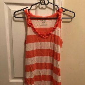 Old Navy Coral and White Striped Tank Top